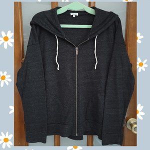 Splendid Zip Up Long Sleeve Hoodie (Heathered Black, XL)